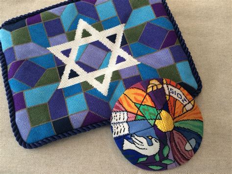 Judaica Needlepoint Needlepoint Judaica offers an excellent way to combine your personal skill and energy with the elements of your faith. . Judaica needlepoint tefillin bags